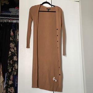 Long camel cardigan duster